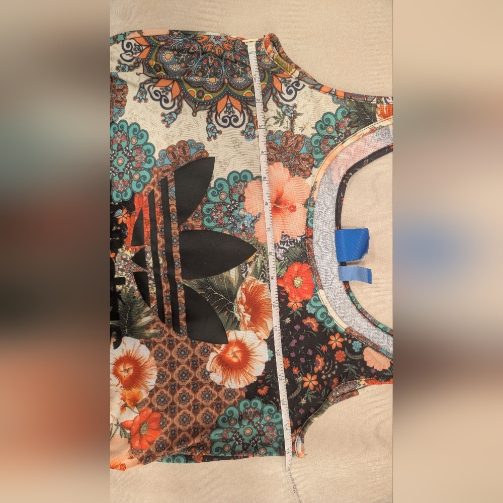 FARM Rio Adidas Jardim Agharta Floral Sporty Tank Top Size Small - Picture 11 of 12